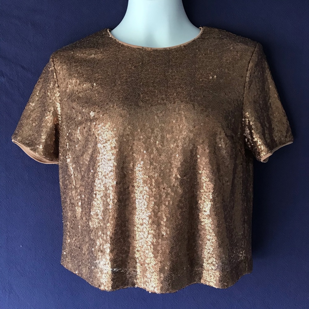 NEW Forever 21 Bronze Sequin Crop Top D1